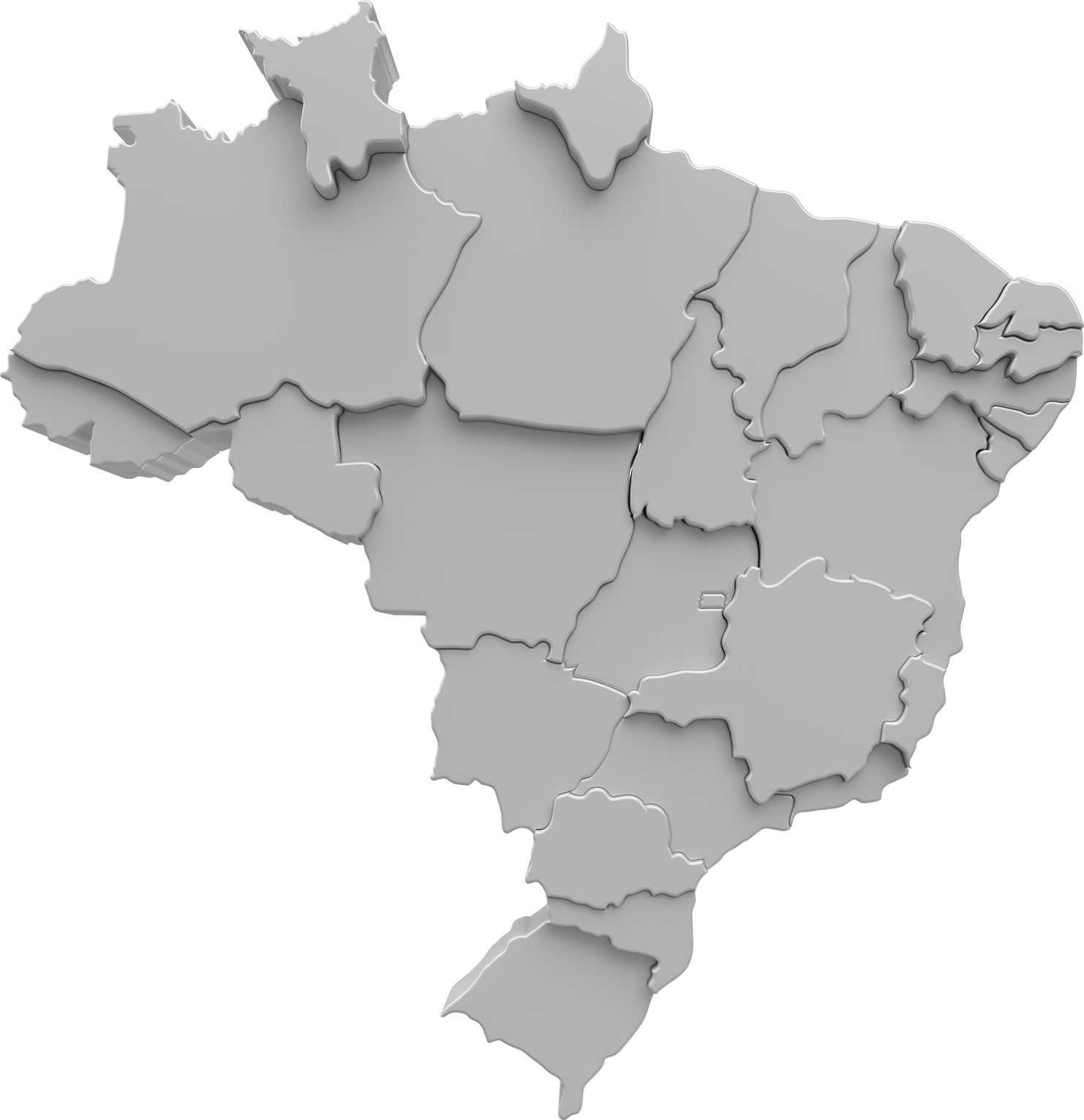 Brazil map with states highlighted in 3d render